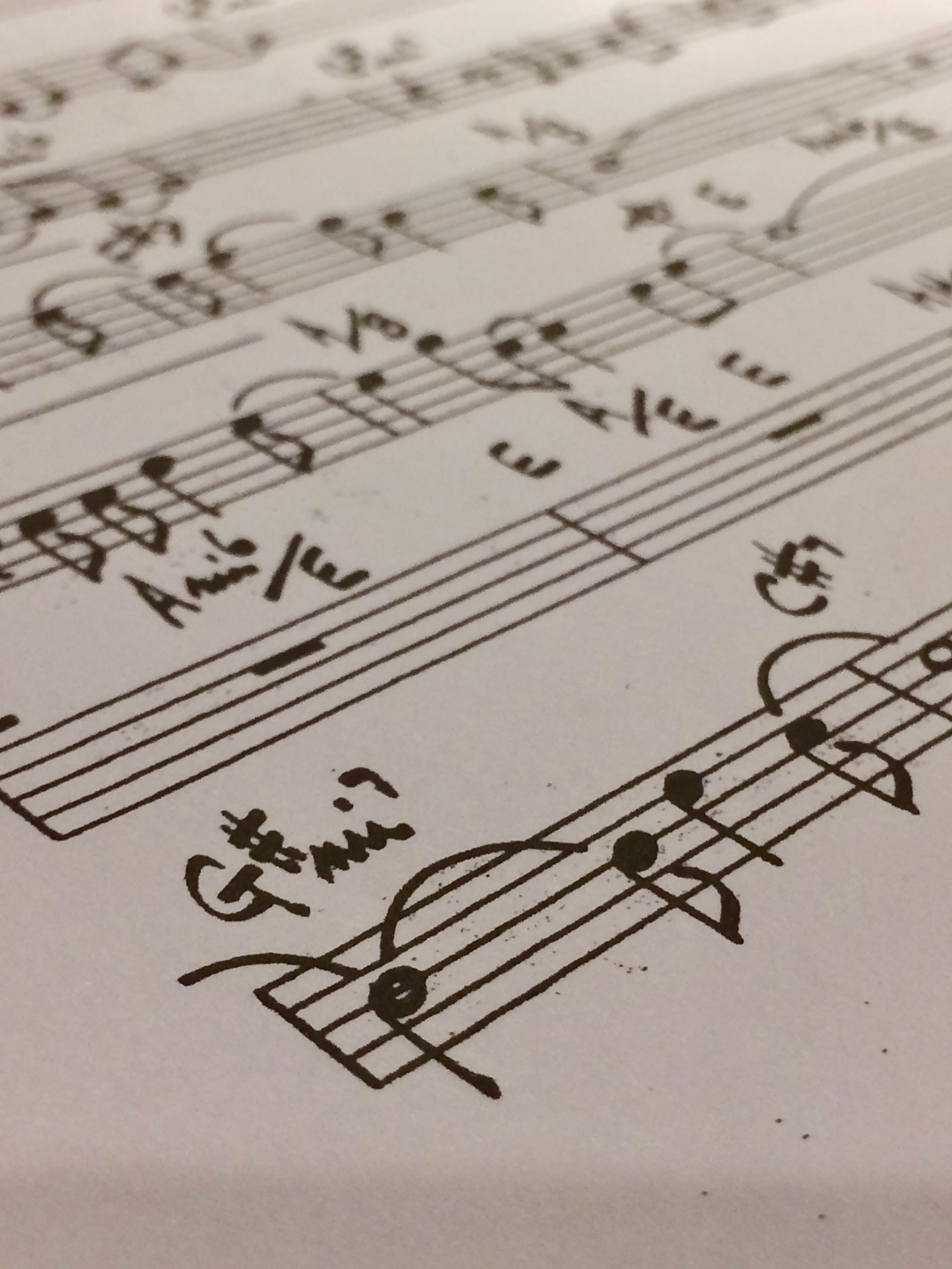 A photograph of a handwritten jazz lead sheet.